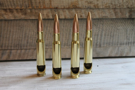 Set of 4 50 Caliber® Military Polished Brass Bullet Bottle | Etsy