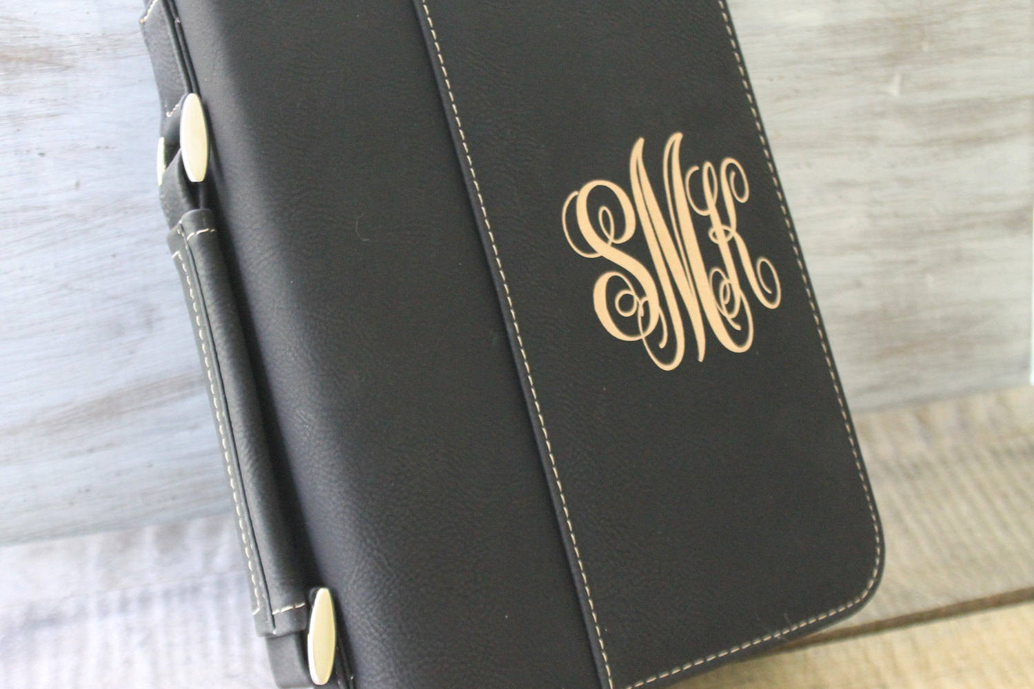 Bible Case Cover Black, Gray, Teal or Leather Laser Engraved Monogram…
