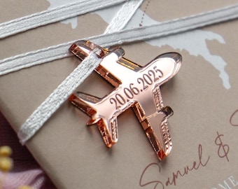 DIY Acrylic or Wood Plane Charms for Passport Invitations, Add your own Personalised Planes to Travel Destination Wedding Invites