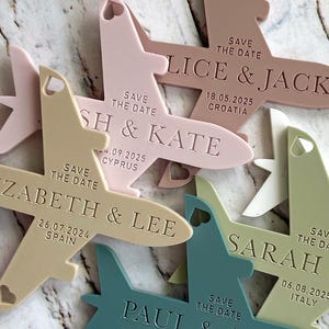 Aeroplane Fridge Magnet SAVE THE DATE, Destination Wedding Abroad, Acrylic, Travel Plane Invitation, Magnetic