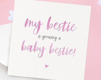 Bestie Pregnancy Baby Card, Best Friend Pink Mum Card, Pregnancy Mum Card, Baby Shower Card, Congrats Bestie Card, Expecting Baby Card