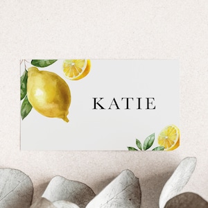 Tarjetas de nombre personalizadas para invitados a la boda, planas y con diseño de limón, 100 mm x 60 mm