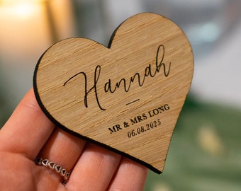 Acrylic Wedding Guest Names, Personalised Guest Place Names - Wood or Matt Acrylic - Engraved Names - Arch, Round, Heart