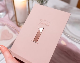 Acrylic Wedding Table Numbers 5x7 Matt and Mirror Acrylic Table Sign. Arch, Wavy, Rectangle or Slant Shape - Pink and Rose Gold, 15 Colours