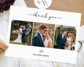 Folded Thank You Cards for Wedding Guests, Collage Multiple Photos Card, Personalised Wedding Photo Cards, Simple A6 Folded Card with Photo