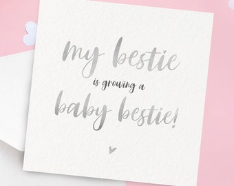 Bestie Pregnancy Baby Card, Best Friend Pink Mum Card, Pregnancy Mum Card, Baby Shower Card, Expecting Baby Card, Neutral Gender