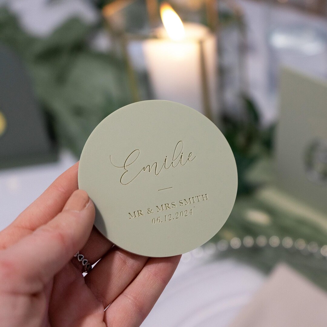 Acrylic Wedding Guest Names, Personalised Guest Place Names - Sage ...