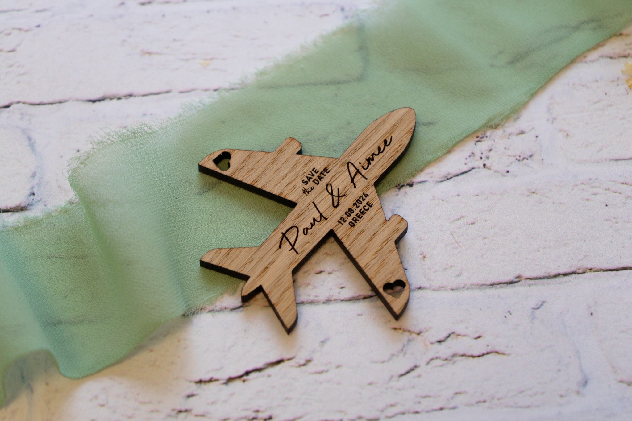 Aeroplane Fridge Magnet SAVE THE DATE Wedding, Wooden Magnet, Travel Aeroplane Invitation for Abroad Wedding, Italy Greece Any Country