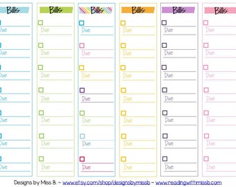 Bills Tracker Printable Planner Stickers - Etsy