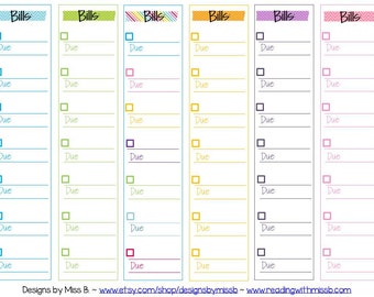 Bills Tracker - Printable Planner Stickers