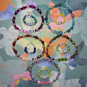 txt bracelet and ring set - handmade, beaded, tomorrow by together
