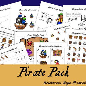Pirate Thematic Preschool Learning Printable Pack