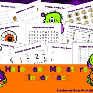 Halloween Monsters Kinder Printable Thematic Learning Pack