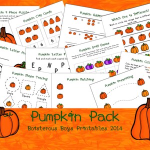 Pumpkin Preschool Printable Thematic Learning Pack