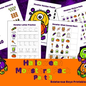 Halloween Monsters PreK Printable Thematic Learning Pack Part 3