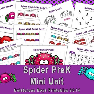 Spider Thematic PreK Printable Learning Pack