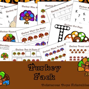 Turkey Preschool Printable Thematic Learning Pack Bundle