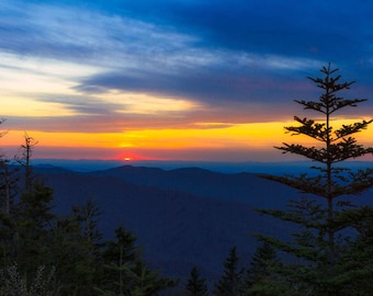 Great Smoky Mountains National Park Sunset, Fine Art Print, Blue Ridge Mountains, Tennessee Art, Wall Decor, North Carolina Art, Appalachian