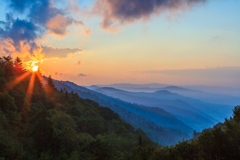 Smoky Mountains Sunrise In Great Smoky Mountains National Etsy