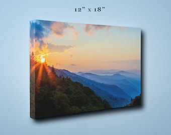 Smoky Mountains Sunrise in Great Smoky Mountains National Park, Tennessee Art, Blue Mountains, Home Decor, Landscape Photograph, Appalachian