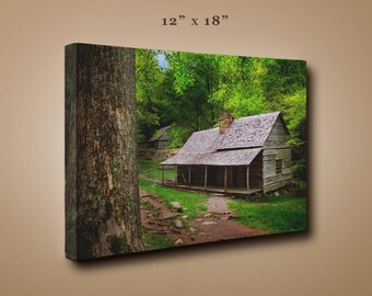 Rustic Cabin in Smoky Mountains National Park, Appalachian Mountain, Modern Rustic, Green, Fine Art Print, Landscape, Photography, Tennessee