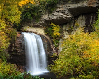 Blue Ridge Parkway Waterfall, Looking Glass Falls, Brevard North Carolina, Fine Art Print, Landscape Print, Blue Ridge Mountains