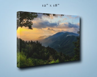 Sunrise at Newfound Gap Great Smoky Mountains National Park, Landscape Photograph, Appalachian Mountain, North Carolina Art, Tennessee Art