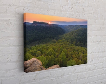 Red River Gorge Sunset Valley / Kentucky Art / Nature Photography / Home Decor / Country Art / Tree Photography / Canvas Wrap