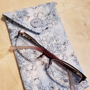 Cell Phone Case n&#39; Eye Glass Case-Watercolor Baby Blue n&#39; Floral (Phone & glasses not included)