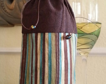 Wine Bag-Deluxe-Glitter Collection (Chocolate Swirls n' Multi Stripe)