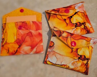 Sticky Note Pad Pouch/Holder-Orange n' Yellow n' Red Spin Art  (Does not include Sticky Notes)