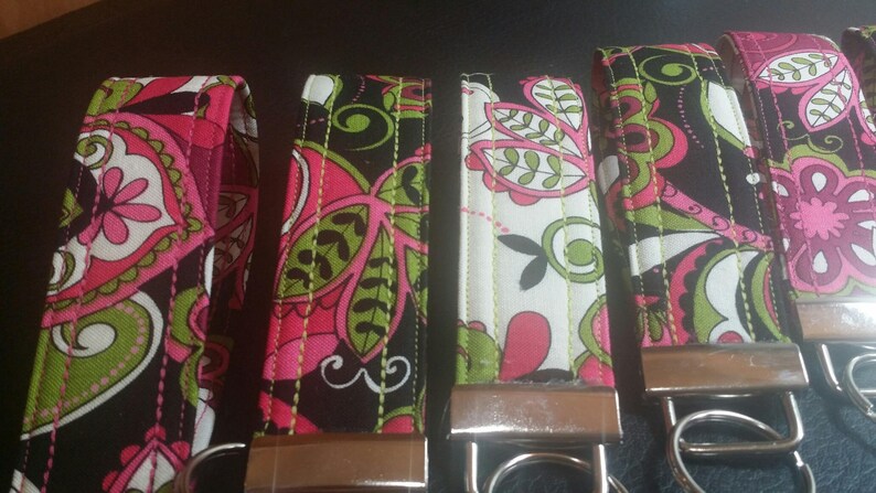 Key Chains-Key Rings-Key Fobs-Pink Mod Squad Fabric image 3