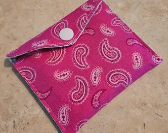 Sticky Note Pad Pouch/Holder-Hot Pink Paisley (Does not include Sticky Notes)