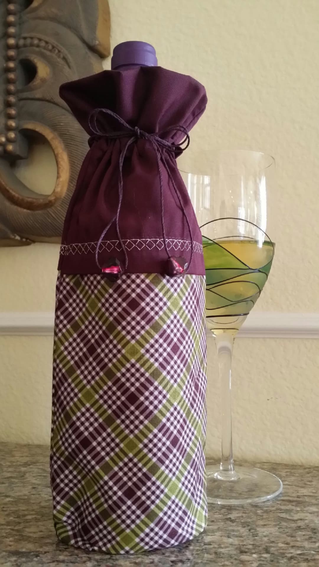 Wine Bagdeluxeclassic Collection burgundy Plaid Etsy UK