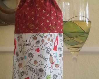 Wine Bag-Deluxe-Pooch Collection (Fire Hydrant n' Gold Berries)