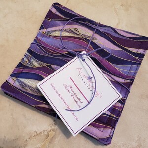 Fabric Rug Mugs/Coasters-Assorted Purple Waves with Gold Accents image 8