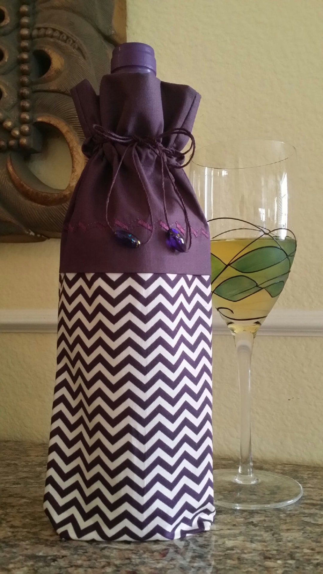 Wine Bagdeluxeartsy Collection plum Chevron Etsy
