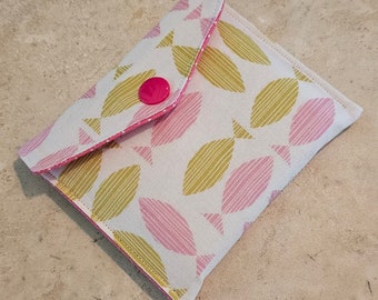 Sticky Note Pad Pouch/Holder-Pink n' Green Fish (Does not include Sticky Notes)