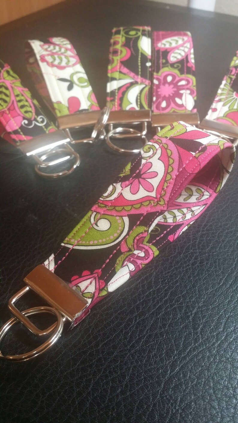 Key Chains-Key Rings-Key Fobs-Pink Mod Squad Fabric image 4