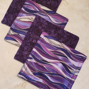 Fabric Rug Mugs/Coasters-Assorted Purple Waves with Gold Accents image 7