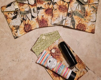 Purse Pouches-Yellow Sunflowers (Does not include Hand Cream or Lipstick)