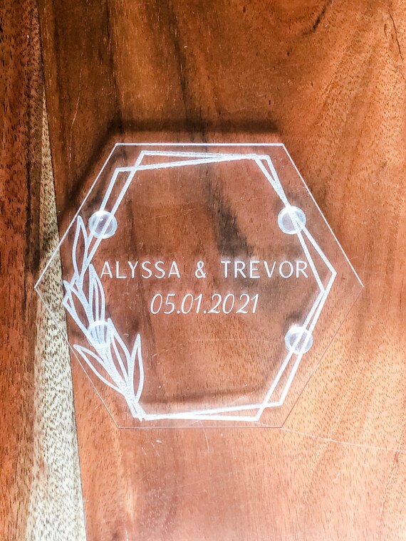 Personalized Coasters Wedding, Personalized Acrylic Coaster