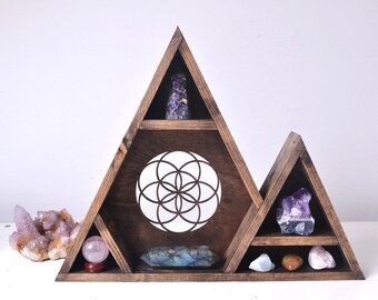 Coppermoon Mountain shelf, Geometric shelf, crystal shelf - Seed Of Life