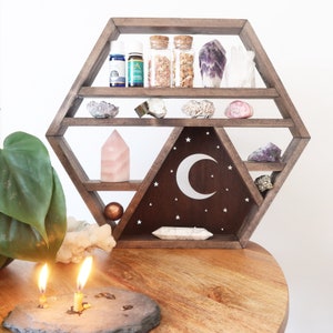 Coppermoon zeshoekige plank, geometrische plank, kristallen plank
