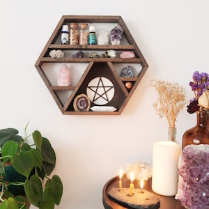 Coppermoon Geometric Shelf - Pentagram, Crystal Shelf