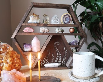 Coppermoon Geometric Shelf, Hexagon Shelf, Crystal Shelf, Essential Oil Shelf