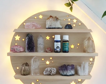 Coppermoon Light Full Moon Crystal shelf, moon shelf, geometric shelf