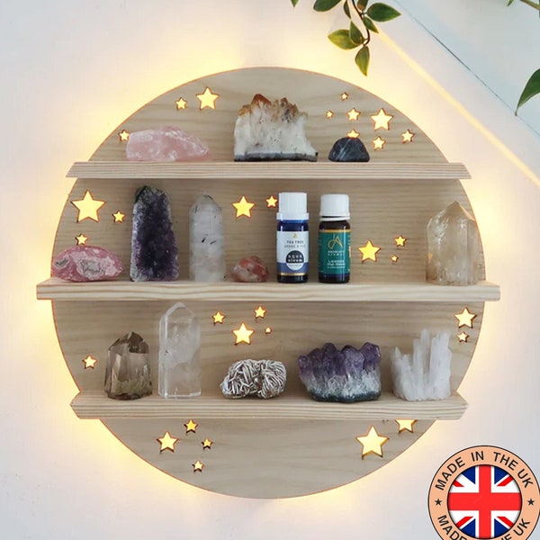 Coppermoon Light Full Moon Crystal shelf, moon shelf, geometric shelf