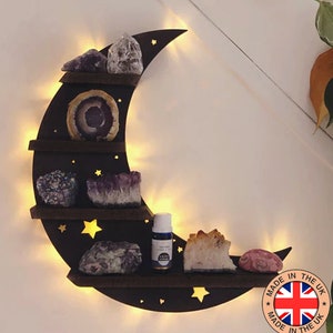 Coppermoon Black Moon Regal, Halbmondregal, Mondphasenregal, Kristallregal, geometrisches Regal, Kristallregal