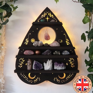 Coppermoon Black Planchette Crystal Shelf lamp, Planchette Wall Art, Planchette Lamp, Crystal Shelf
